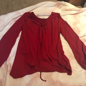 Boutique lace up front blouse